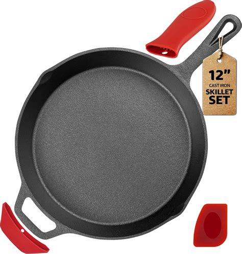 Amazon.com: HeroFiber Cast Iron Skillet 12 Inch - Professional Pre ...