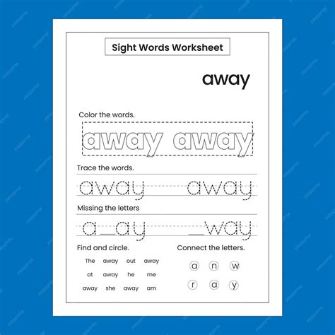 Premium Vector | Kindergarten sight word practice worksheet