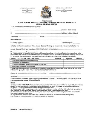 Fillable Online saimena org PROXY FORM SOUTH AFRICAN INSTITUTE OF ...