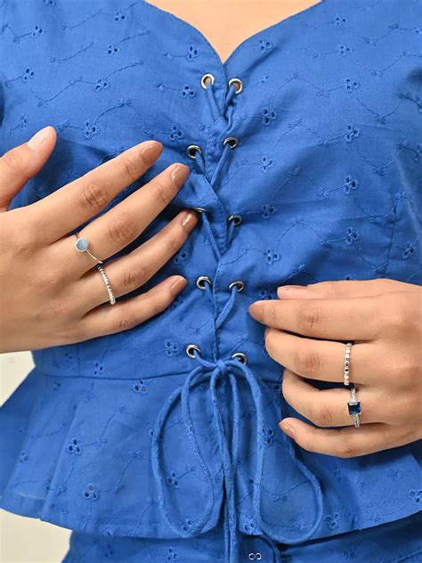 Royal Blue Schiffli Embroidered Co-ord Set – SWISH'IN