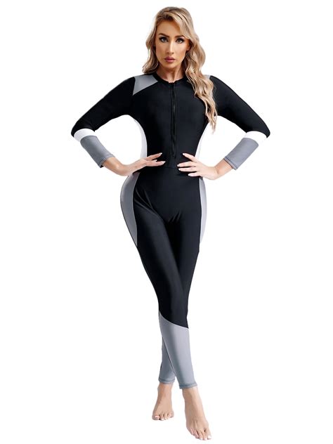 renvena Women Full Body Swimsuit One Piece Wetsuit Long Sleeve Rash ...