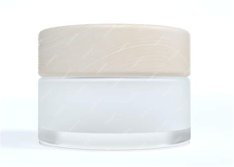 Premium Photo | Frosted glass cosmetic cream jar with wooden lid beauty ...