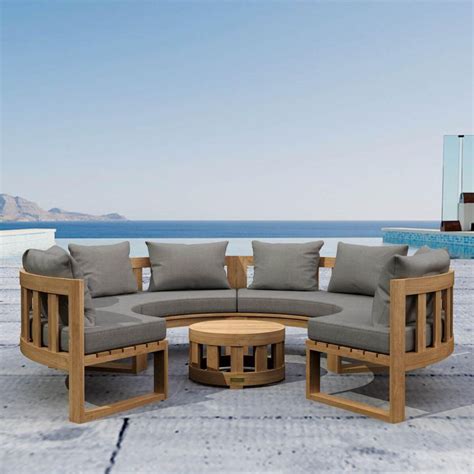 St Charles 8 Person Teak Seating Set in Cast Slate by Lakeview Outdoor ...