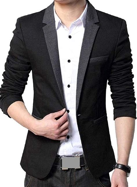 Cloket: Menjestic Men's Slim Fit Blazer With Grey Lapel | Slim fit ...