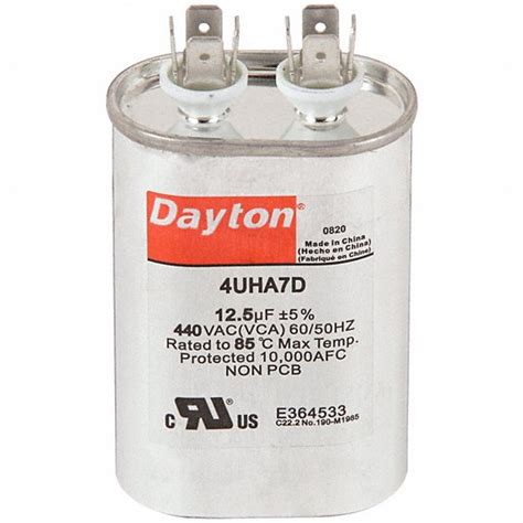 DAYTON, Oval, 440V AC, Motor Run Capacitor - 4UHA7|4UHA7 - Grainger