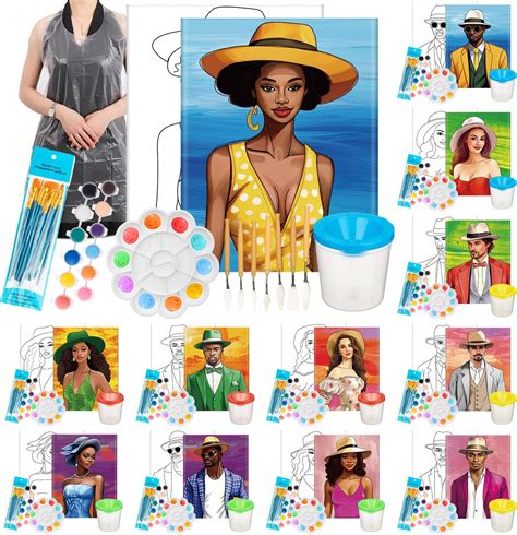 Amazon.com: Xtinmee 12 Sets Paint and Sip Kit for Adults Pre Drawn ...