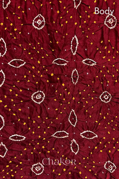 Shop Traditional Maroon Bandhani Hand Embroidered Gaji Silk Saree For ...