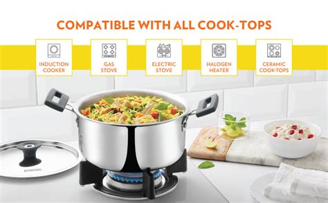 Buy Borosil Cookfresh Tri-ply Stainless Steel Kadhai with Lid ...