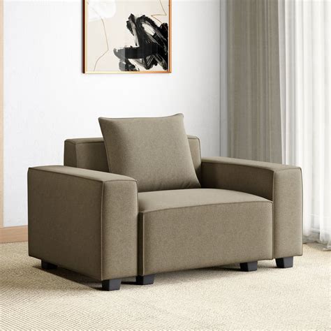 Buy Helios Brigade Fabric 1-Seater Sofa with Cushion - Brown from ...