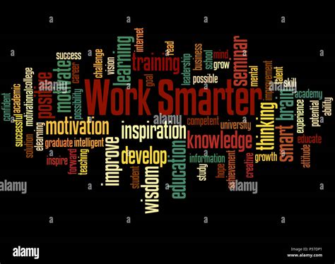 Work Smarter, word cloud concept on black background Stock Photo - Alamy