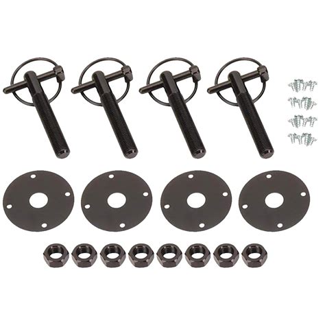 Black Aluminum Hood Pin Kit with Q-Clips - Walmart.com
