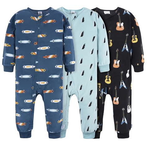 Gerber Baby and Toddler Boy Footless Fleece Pajamas, 3 Pack, Sizes 12 ...
