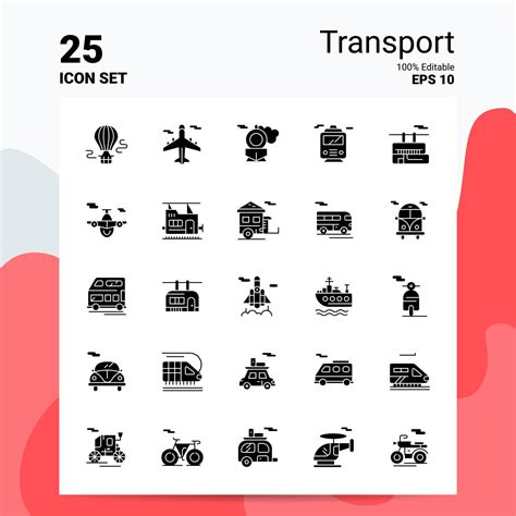 25 Transport Icon Set 100 Editable EPS 10 Files Business Logo Concept ...