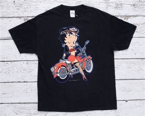Vintage Betty Boop Biker Motorcycle Harley T Shirt Betty Boop Shirt ...