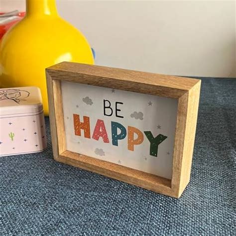 RAG28 Wooden Be Happy Quote showpiece Item for Study Table Book Shelf ...