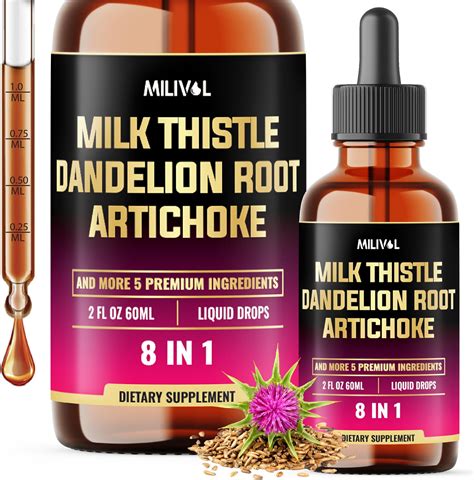Amazon.com: MILIVOL 8in1 Milk Thistle Liquid Drops with Dandelion Root ...
