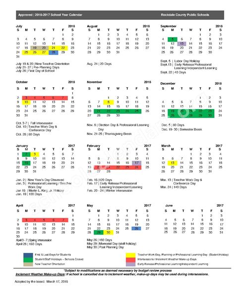 2016 - 2017 School Calendar | Rockdale County School District - Conyers, GA