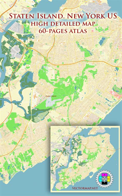 Staten Island New York City US Tourist Map multi-page atlas, contains ...