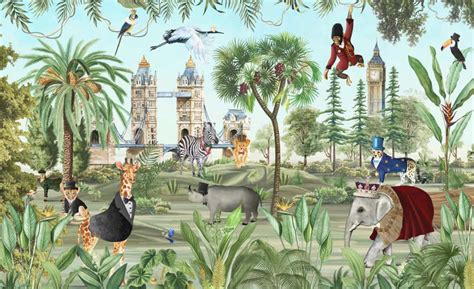 London, Smart Animals in Jungle Kids Wallpaper Sparkla N Shine Series ...
