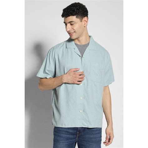 Buy American Eagle Men Green Waffle Button-Up Poolside Casual Shirt Online