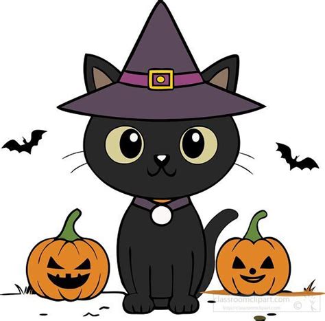 Cute Black Cat Halloween Clip Art