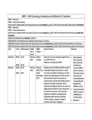 Fillable Online SBIRT Brief Screening, Intervention and Referral for ...