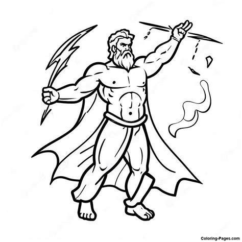 Zeus Throwing Lightning Bolts Coloring Page | Coloring-Pages.com