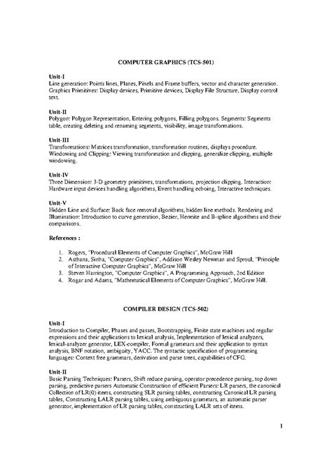 Syllabus: Computer Graphics (TCS-501) and Related Lab Exercises - Studocu