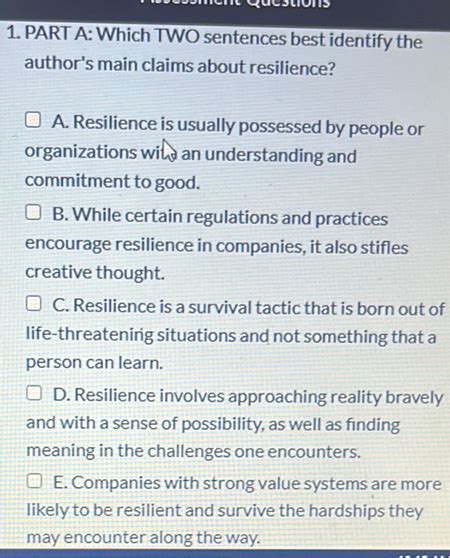 part a: which two sentences best identify the author's main claims ...