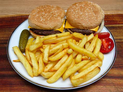 Plain Hamburger And Fries