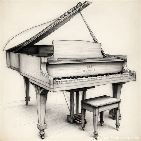 Grand Piano Pencil Sketch | Stable Diffusion Online