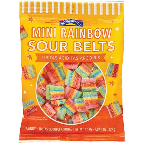 Hill Country Fare Mini Rainbow Sour Belts - Shop Candy at H-E-B