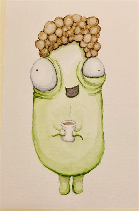 Creature getting coffee : r/Watercolor