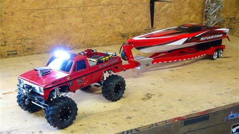 RC ADVENTURES - Beast 4x4 with a Cormier Boat Trailer - Traxxas Spartan Speed Boat in Tow ...