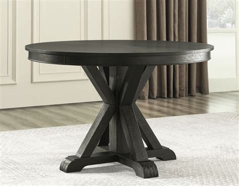 Rylie 48-inch Round Dining Table, Black Finish - Steve Silver Company