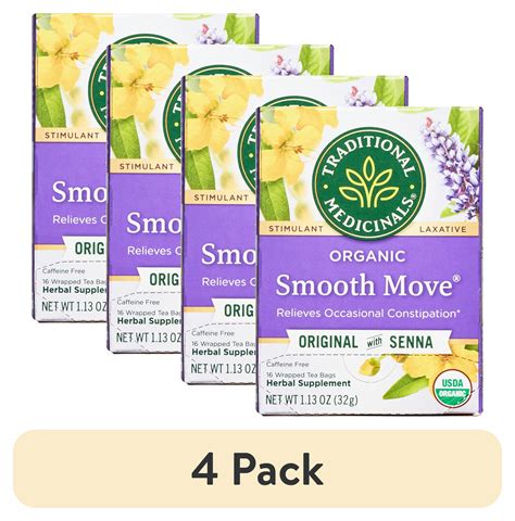 (4 pack) Traditional Medicinals, Organic Smooth Move, Tea Bags, 16 Ct ...