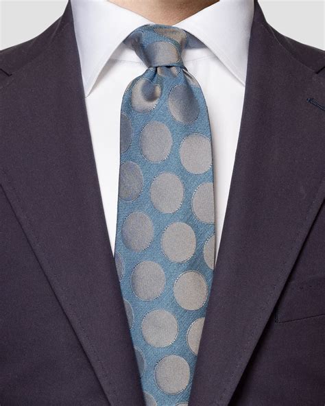 Mid Blue Polka Dots Silk Tie - Eton