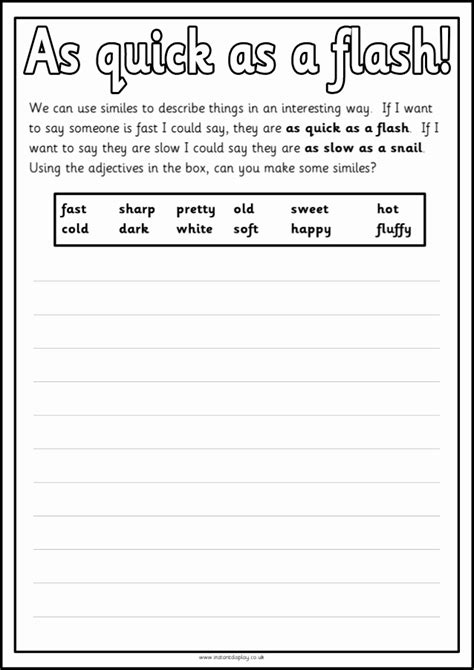 Free Printable Simile Worksheets Beautiful Simile Worksheets – Simple ...