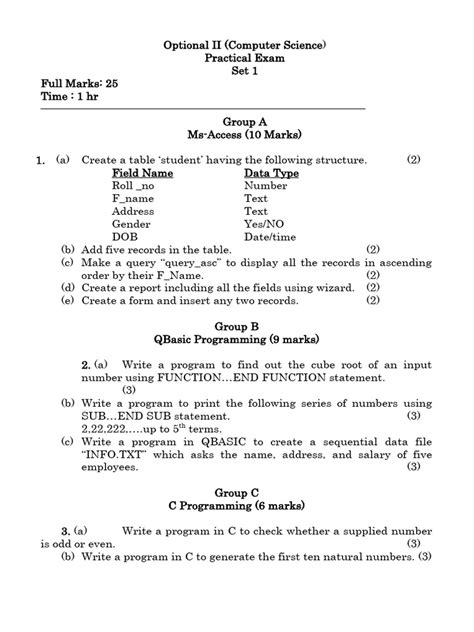 Image result for Question with Answers Computer Practical