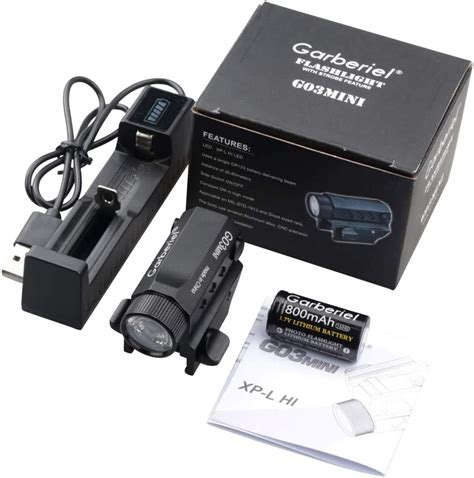 Picatinny Rail 550 Lumens Waterproof Rechargeable Glock Pistol Light ...