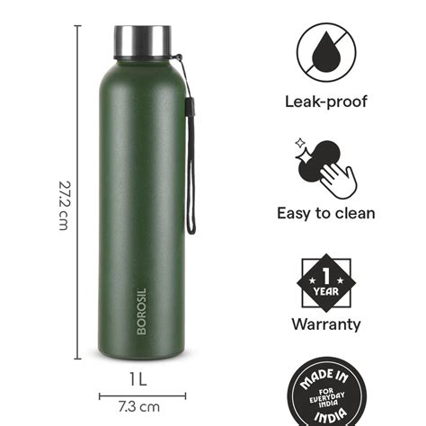 Borosil Laguna SS Bottle Green