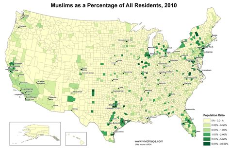 Muslim Population Map in Americas by Country - Guide of the World