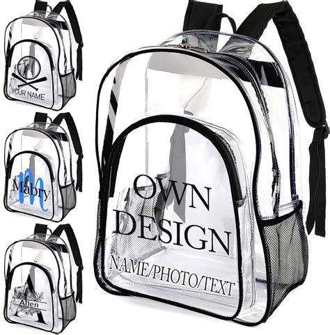 Amazon.com | xrlsg Personalized Clear Backpack for Girls Boys Custom ...