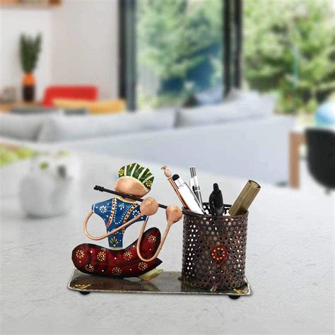 Handicrafts Paradise Krishna with Flute Pen Stand Showpiece Home Decor ...