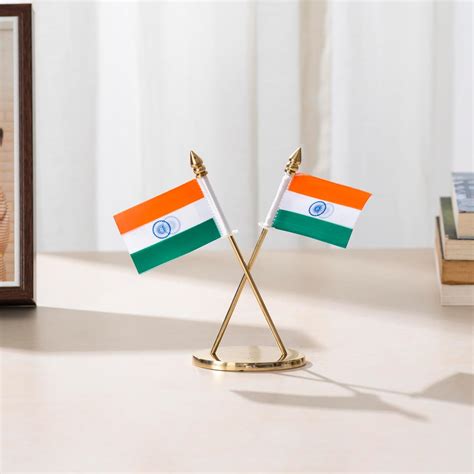 Darbar Craft 100% Pure Brass Car Dashboard Indian Flag Stand for Car ...