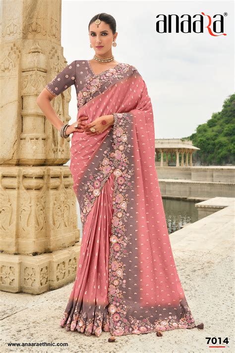 PURE SILK DOUBLE COLOUR HEAVY WORK SAREE – Isha Designer