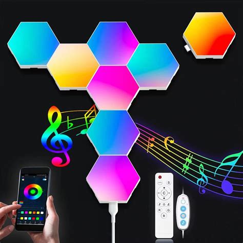 ACNCTOP Hexagon Lights Gaming Wall Panels - 8 Pack Hexagon LED Lights ...