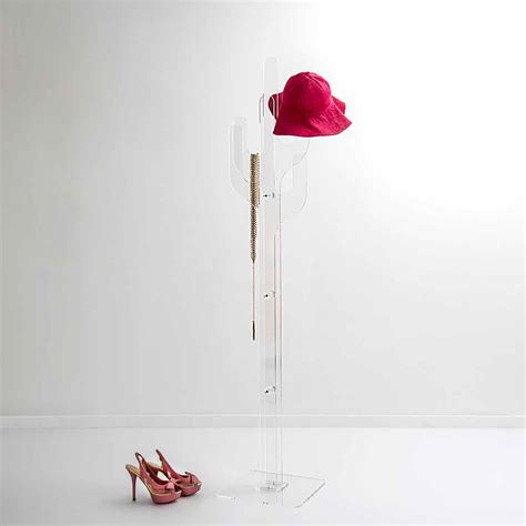 Transparent plexiglass coat stand Cactus, made in Italy