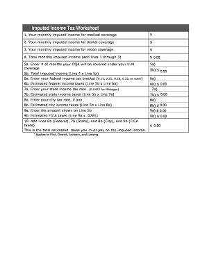 Fillable Online hr umich Imputed Income Tax Worksheet - hrumichedu - hr ...