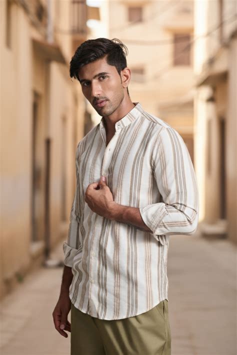 Velvet Striped Casual Shirt - Off White – UNCLUTTERED CLOSET